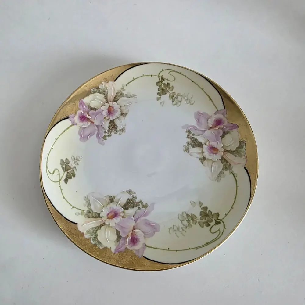 Royal Rudolstadt Prussia Hand Painted Raised Floral Cabinet Plate 8.5